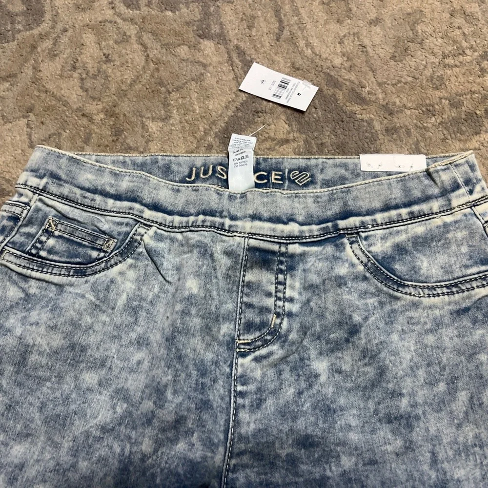 New JUSTICE YOUTH  GIRLS LEGGINGS Sz 16 MID‎ RISE DENIM RINSE STRETCH